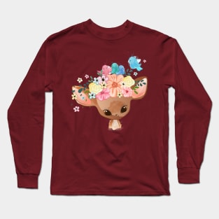 birds having nest deer head Long Sleeve T-Shirt